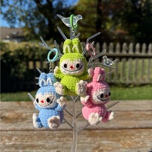 1 PC Handmade crochet Labubu V4 Pin For Love Size-Stuffed Animal Bunny Plush Toy
